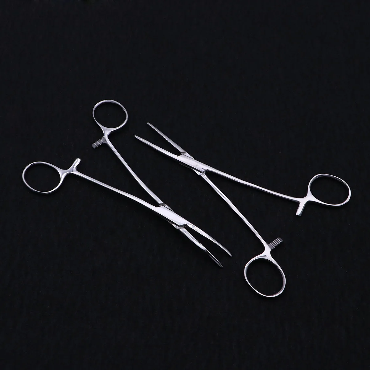 

2 pcs Stainless Steel Hemostatic Forceps Epilating Tweezers 6.3 Inch Medical Educational Tools Curved Straight Head Durable Rust