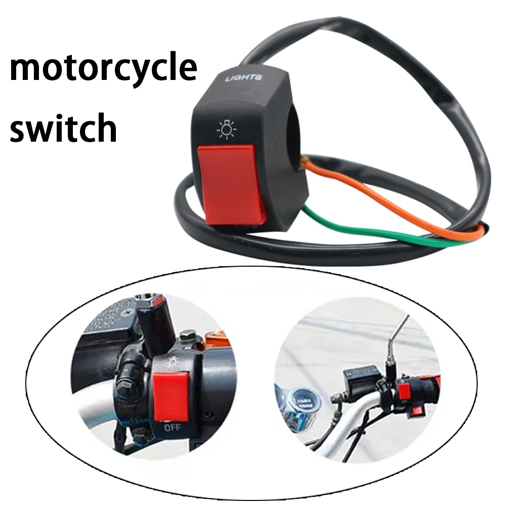 22mm ON/OFF Motorcycle Switch Push Button 12V Button Connector Handlebar Switch for ATV Electronic Bike Scooter Motorbike