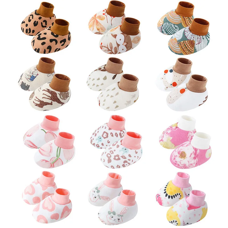 6Pairs/lot Newborn Baby Foot Cover Pink Brown Cotton Socks for Girls Boys Indoor Toddler Shoes Anti Scratch Shoes