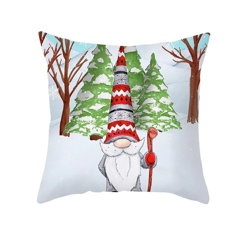 Christmas Cushion Cover Gnome Santa Sleigh Sofa Pillow   Ornament Navidad  Customizable