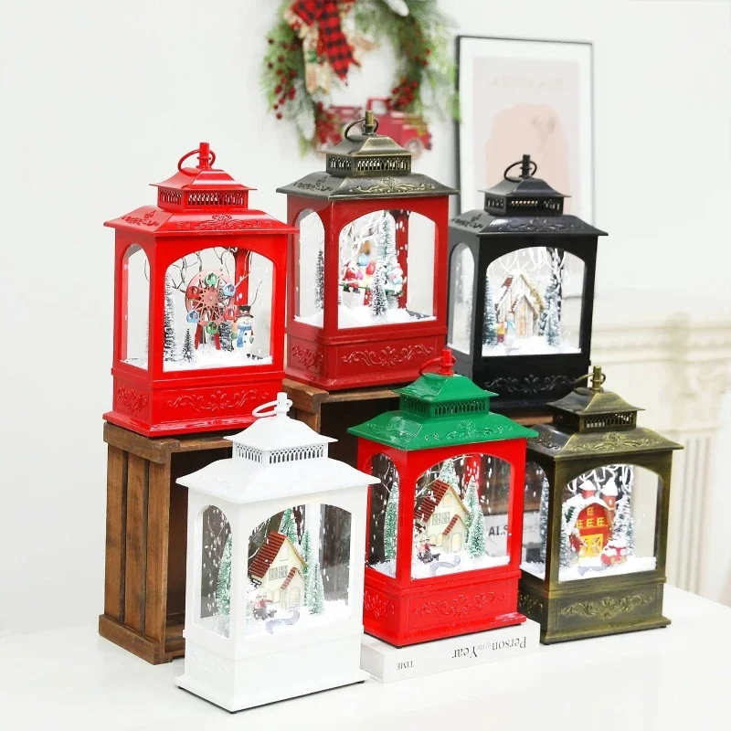 Christmas Snow Wind Lantern with LED Light, Music Fairy Night Lamp, Ornament