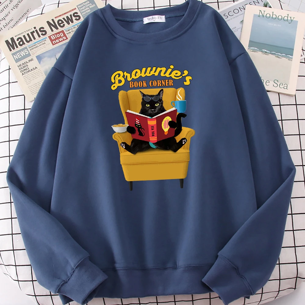 

Bookworm Cat Essential Printed Mens Hoodies Street Fashion Hip Hop Clothes Creativity Fleece Sweatshirts Casual Mans Pullovers