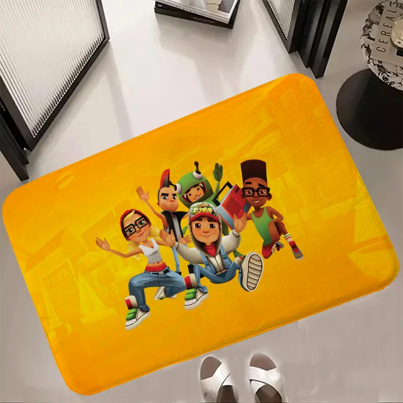 

S-Subway-Surfers Bedrooom Carpet for Kitchen Floor Bath Mat Washable Non-slip Kitchen Rug Balcony Entrance Door Doormat Bathroom