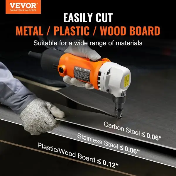 VEVOR Sheet Metal Nibbler, 550W Powerful 2200 RPM High Speed, 360 Degree Rotation Electric Nibbler Metal Cutter, Straight Curve