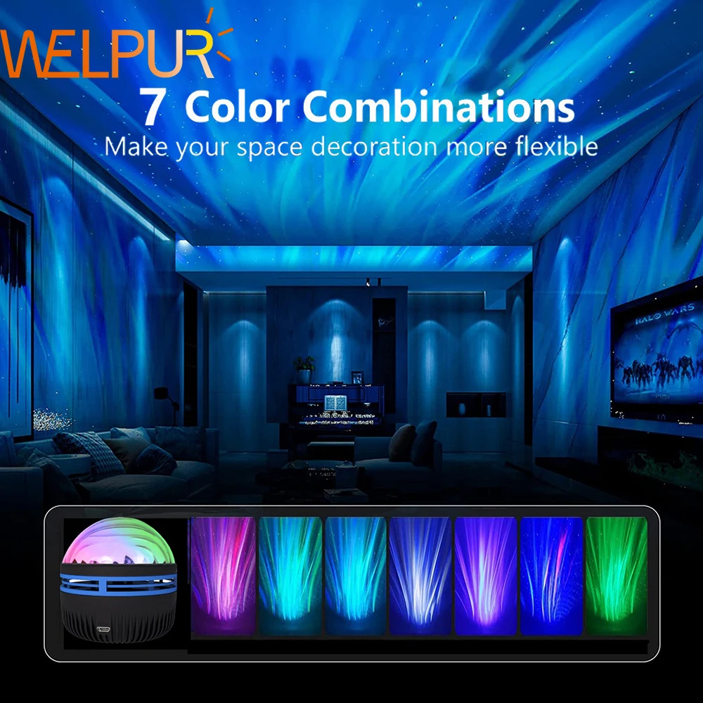 Northern Galaxy Light LED Bedside Nightlight Aurora Borealis Projector Light USB Recharge Bedroom Decoration Starry Sky Lamp