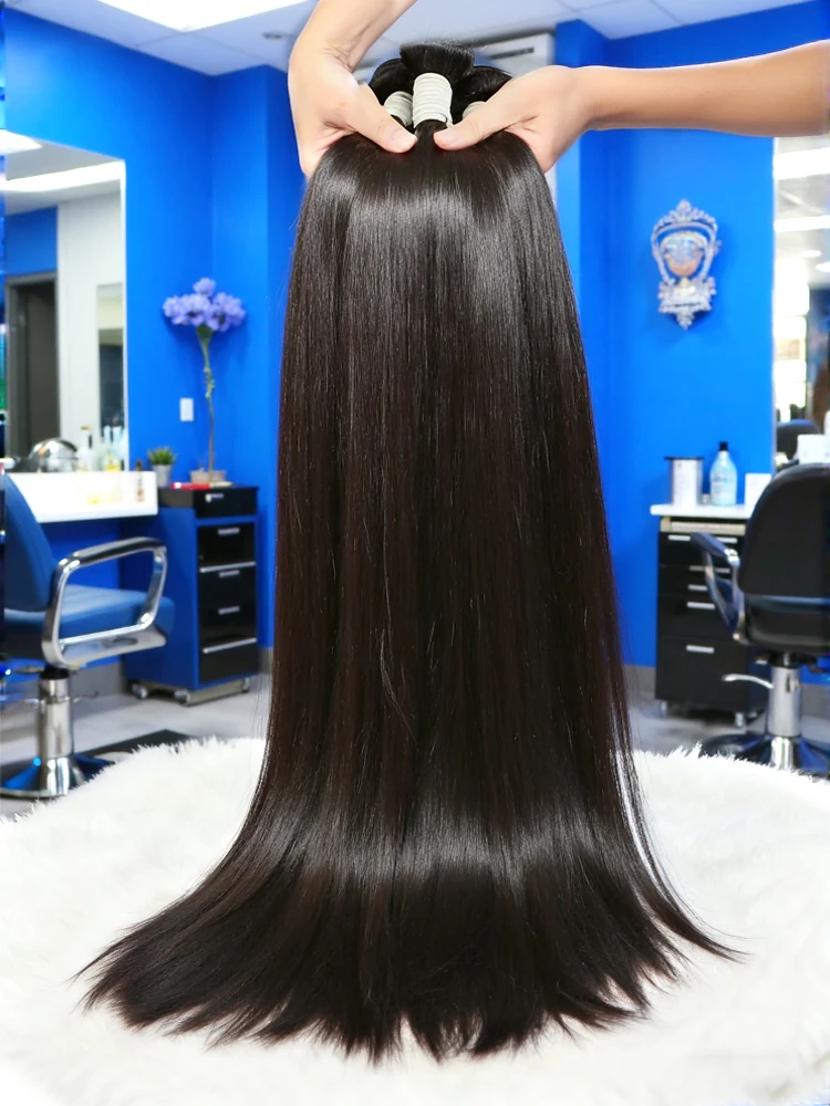 12A Proste, naturalne pasma włosów ludzkich, brazylijskie doczepy, 30 36 40 cali, kręcone proste pasma, doczepy Remy, naturalny czarny