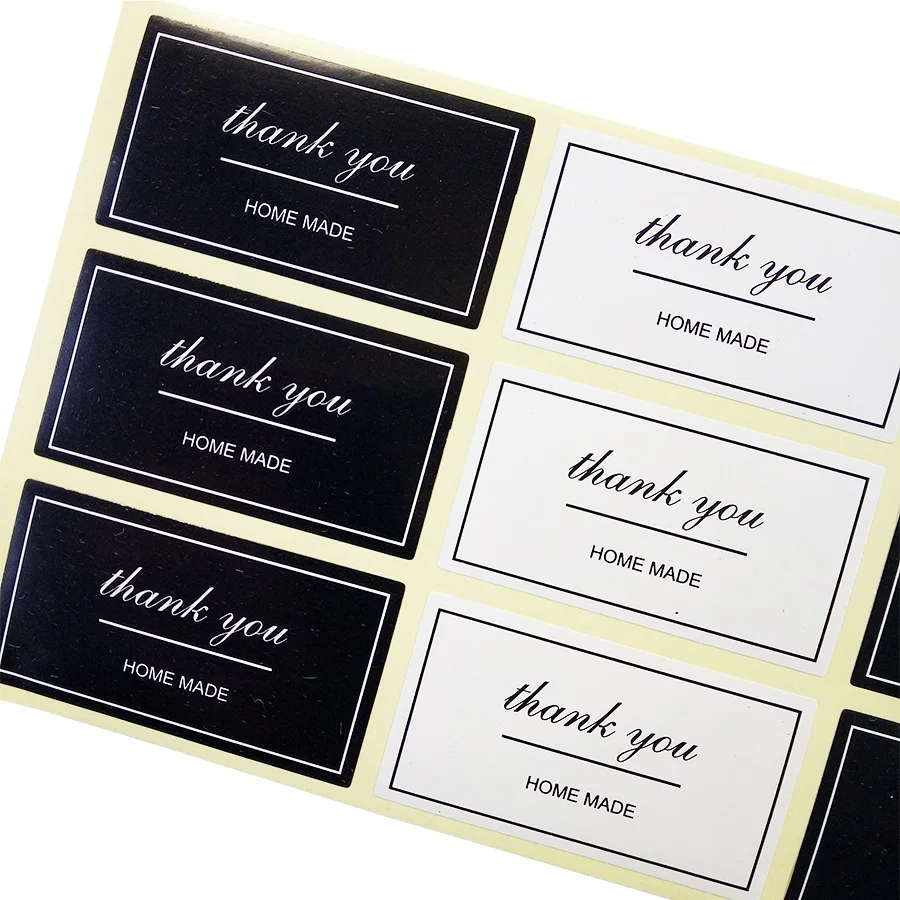 100 Pcs/lot Thank You Label Sticker Vintage Black&White Kraft Label Stickers DIY Hand Made For Gift Cake Baking Sealing Hang Tag