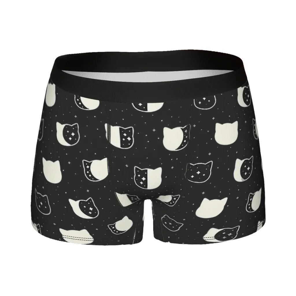 Cat Moon Phases  Underpants Homme Panties Men's Underwear Comfortable Shorts Boxer Briefs