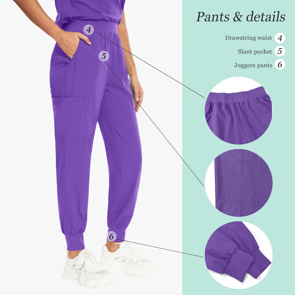 ชุดยูนิฟอร์มพยาบาลแบบสครับสำหรับผู้หญิง ชุดจ็อกเกอร์ ผ้าระบายอากาศ ยืดหยุ่น เหมาะสำหรับคลินิก โรงพยาบาล งานด้านความงาม และงานดูแลสุขภาพ