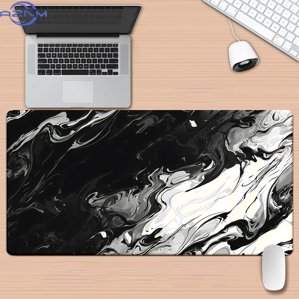 Light Gray Marble Texture Mouse Pad Waterproof Non‑Slip Minimalist Stone Pattern Mousepad for Office Gaming Computer