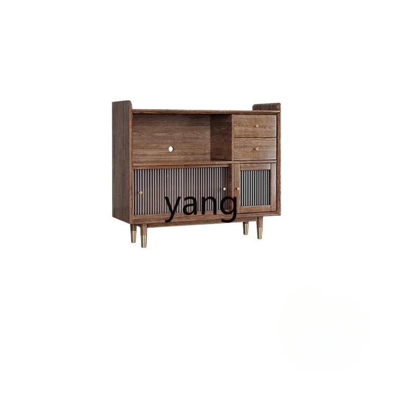 

YJQ all solid wood dining side cabinet light luxury walnut storage storage wine cabinet