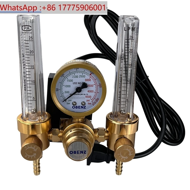 

Измеритель газа углекислого газа с двойной головкой и двойным выходом, измеритель декомпрессии CO2 Aubinshi, 36 В, нагрев, два сварочных барометра