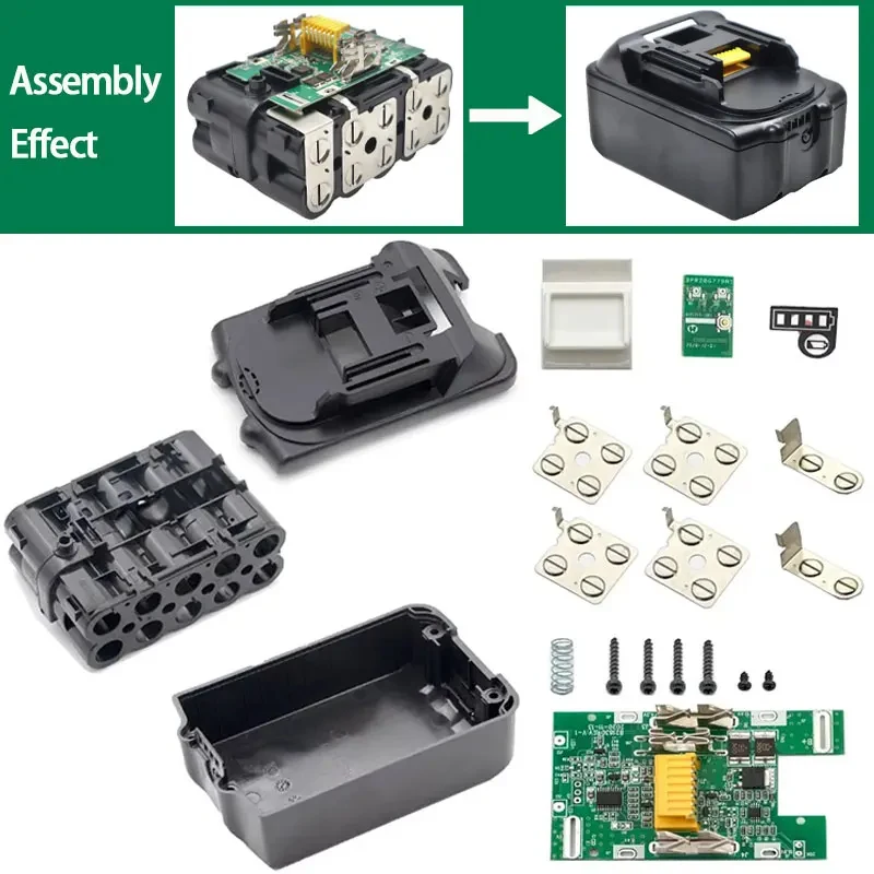 

Чехол для литий-ионного аккумулятора, плата защиты от зарядки, печатная плата, светодиодный индикатор, этикетка, коробка для литий-ионного аккумулятора Makita 18 В BL1850 BL1830