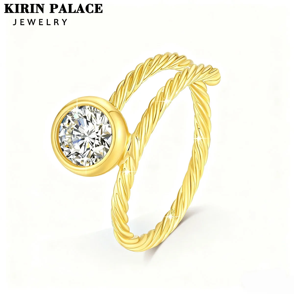 

Кольцо из 14-каратного золота с муассанитом, 1 карат в форме сердца/круглой огранки AU585S, двухслойное кольцо, подходит для женских обручальных украшений