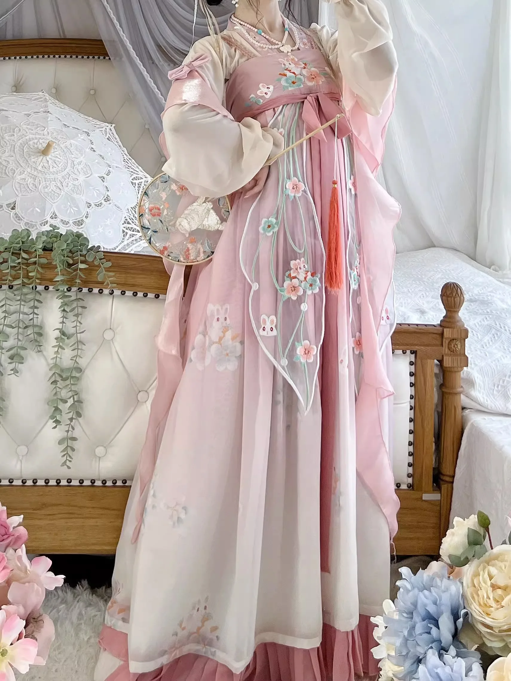 Robe Hanfu chinoise pour femmes, ensembles Hanfu brodés traditionnels des Prairies, costume de carnaval nickel é, robe de danse Hanfu rose, nouveau cosplay