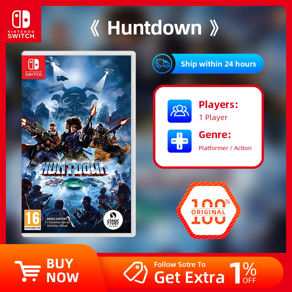 nintendo-switch用ゲームカード-huntdown-switch-oled-liteゲーム機用物理カセット-100-正規品