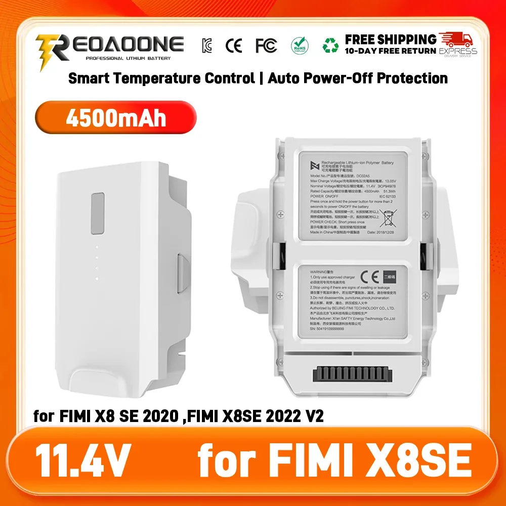 بطارية طائرة بدون طيار مقاومة للحرارة العالية 4500 مللي أمبير في الساعة لـ FIMI X8 SE 2020/2022 V2 - 13.05 فولت ماكس نظام الشحن والحماية الأساسية #1