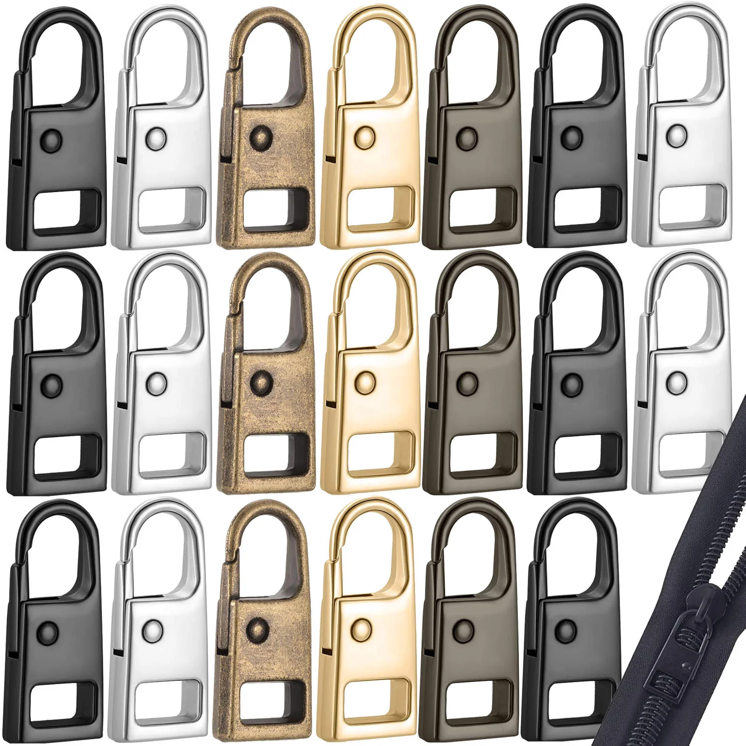 1-20PCS Zipper Pull Replacement Repair Kit Metal Zipper Slider Handle Fixer Detachable Head Pull Tab for Luggage Backpack Coat