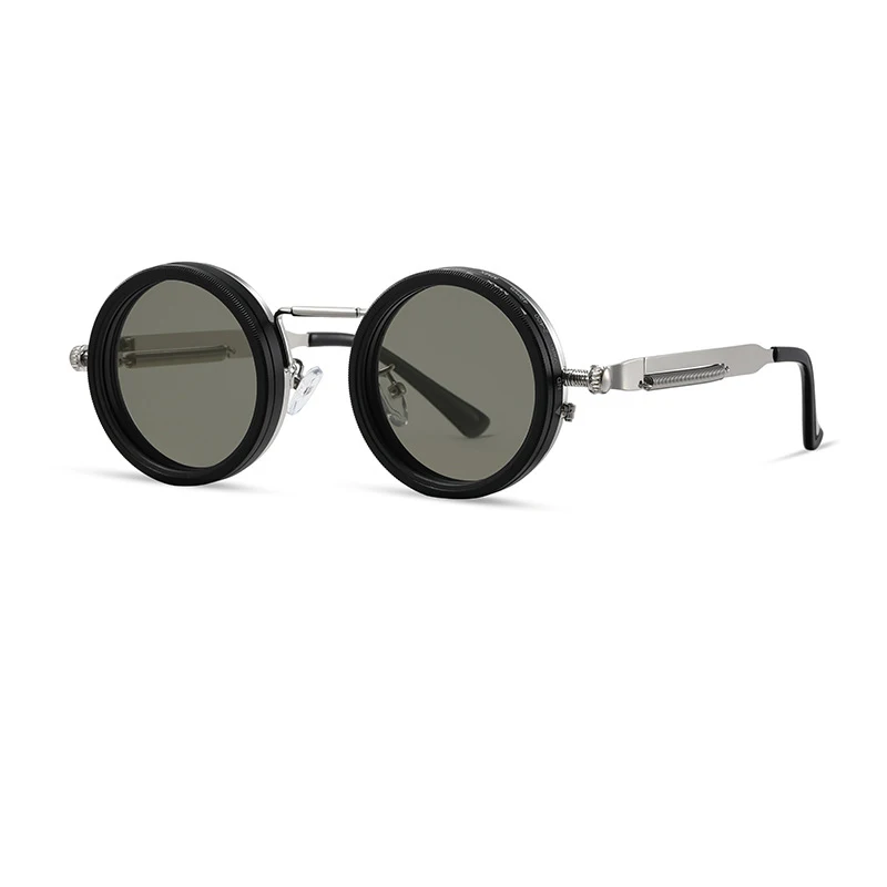 Steampunk Sunglasses Man Fashion Round Polarized Sun Glasses Women Luxury Brand Vintage Adjustable Brightness Rotate UV400