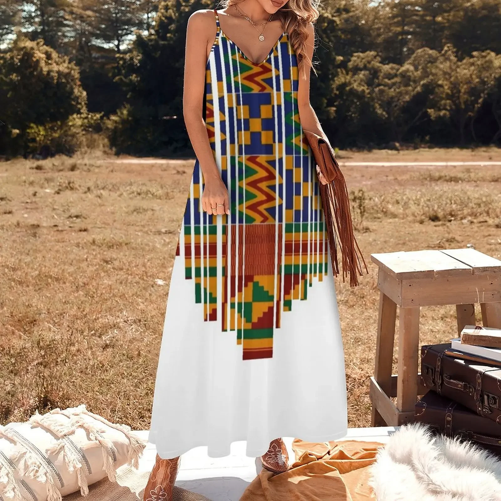 Kente design. African print/African clothing Sleeveless Dress Long dresses Women's dress