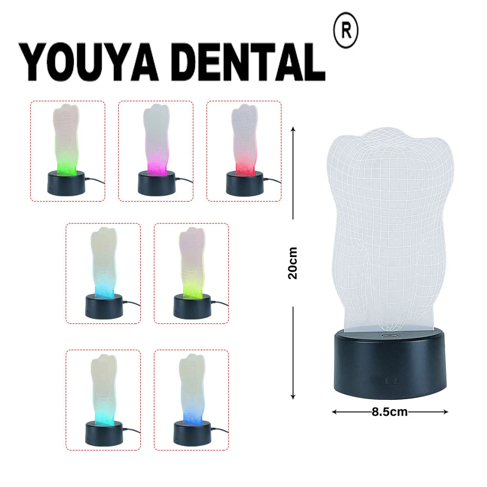 

Teeth Shape 3D Table Lamp Dental Creative Gift 3D Tooth Gradient Light Dental Clinic Artwork Decoration Home