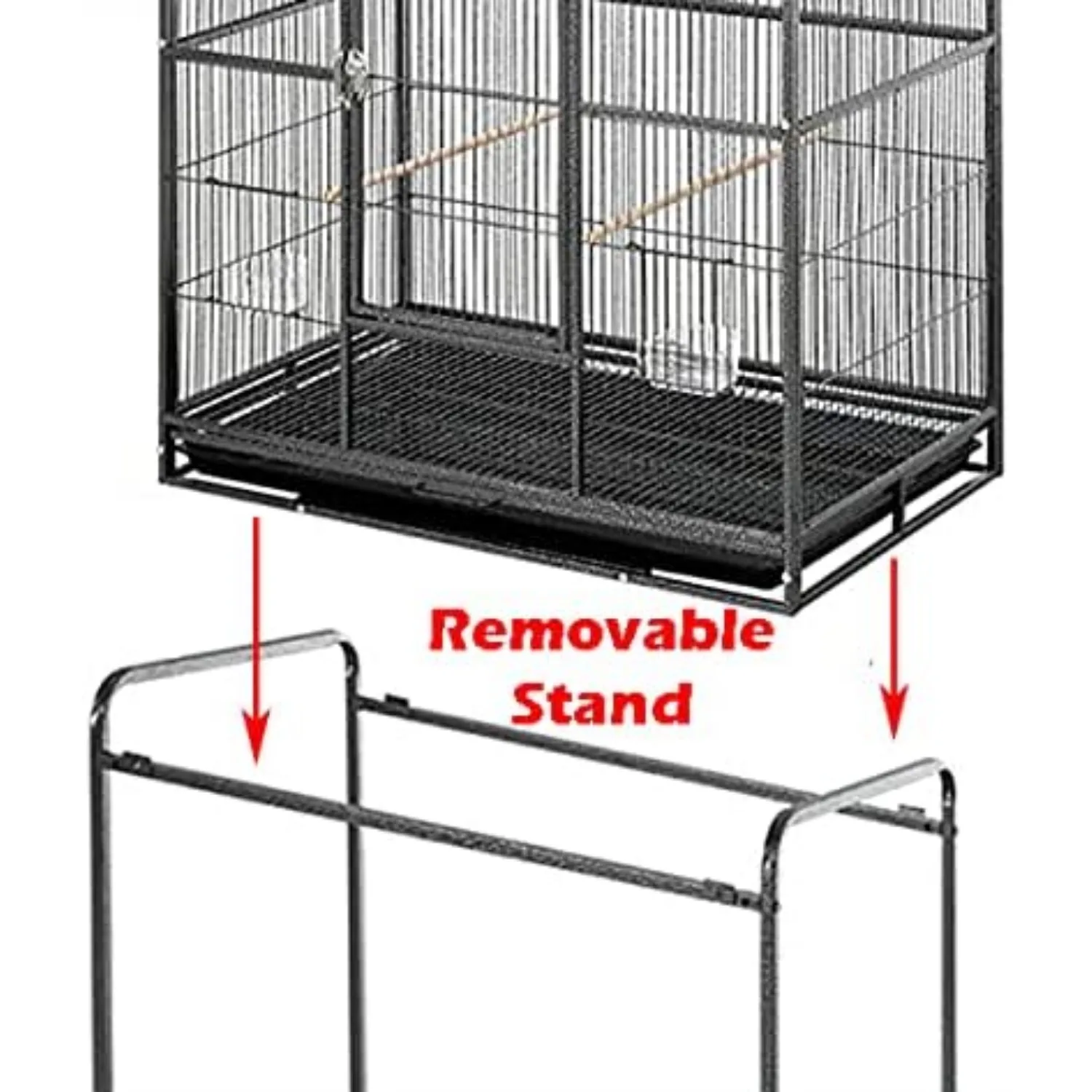 54" Large Wrought Iron Metal Bird Flight Breeder Cage with Side Breeding Nest Doors with Removable Rolling Stand