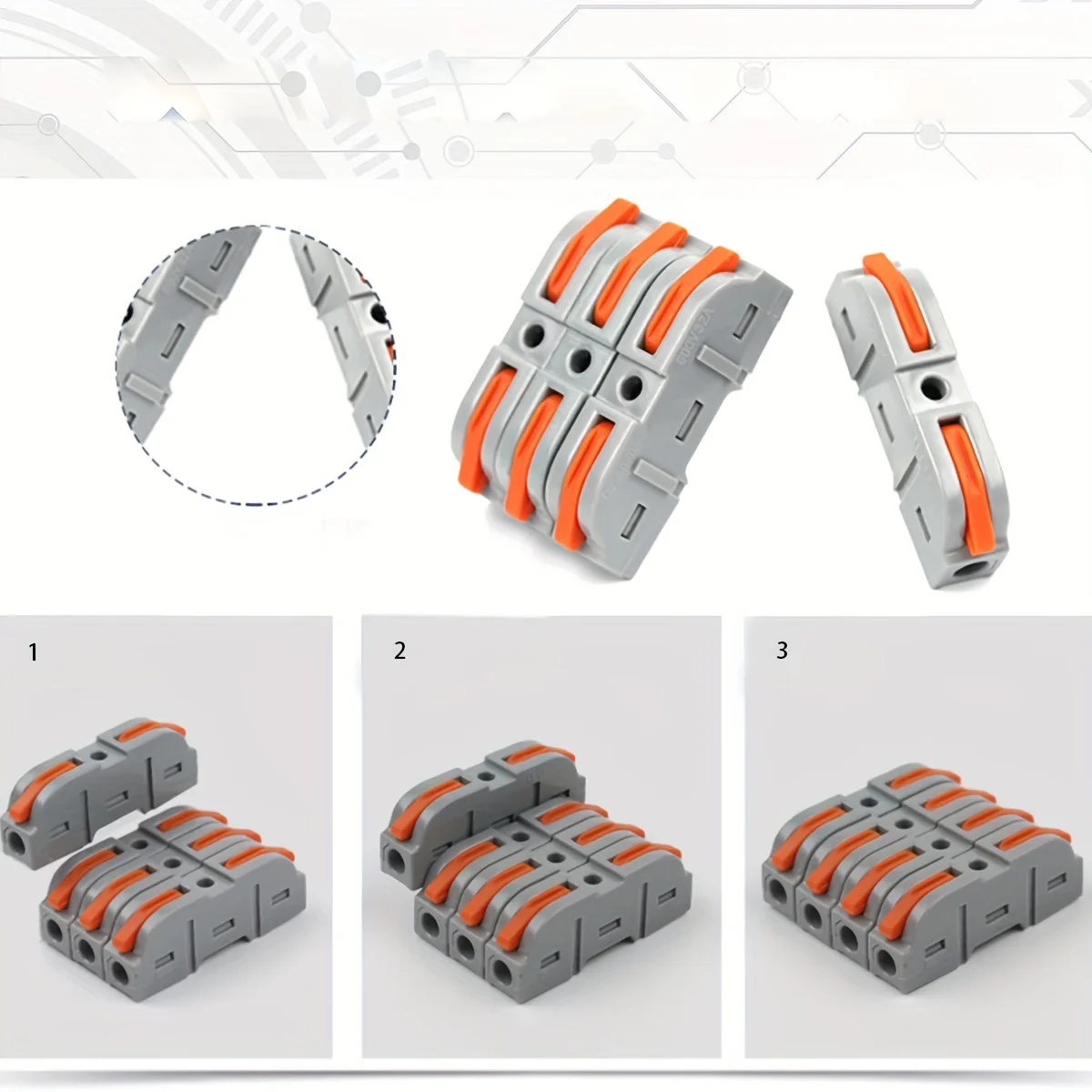 Lever Wire Connectors 50-Piece Inline Wire Connectors kit for Quick Connect Push in Compact Splicing Electrical Connectors