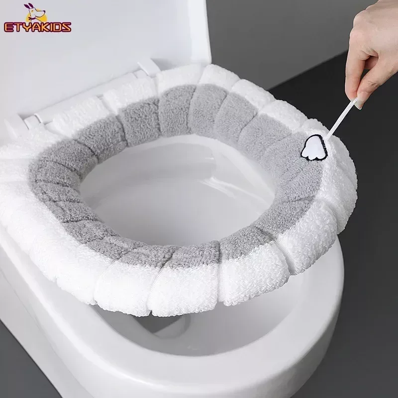 New Winter Warmer Toilet Seat Cover Thick Fleece Comfortable Baby Kids Potty Seats Pad Washable Closestool Warmer Accessories