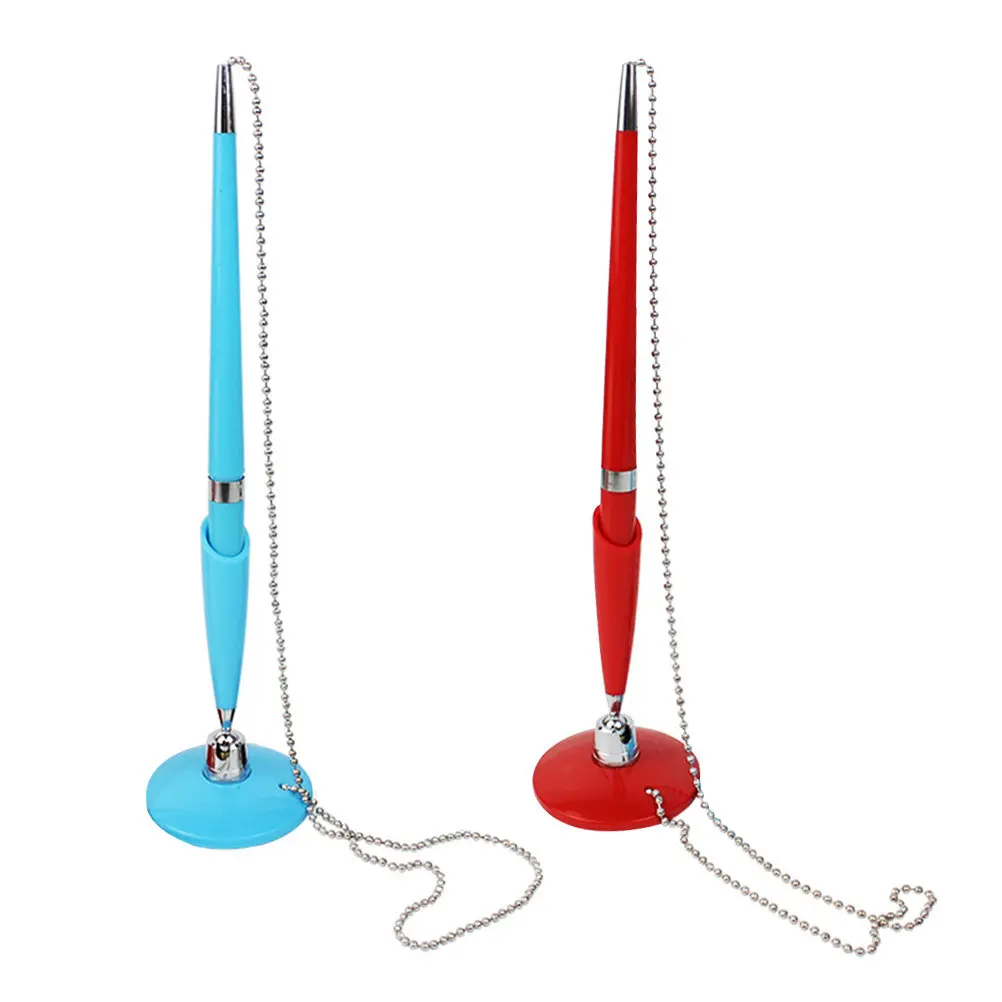 2Pcs Rotating Desktop Ballpoint Pens Adhesive Base Counter Service Signature Pen Office School Home Sturdy Stationery