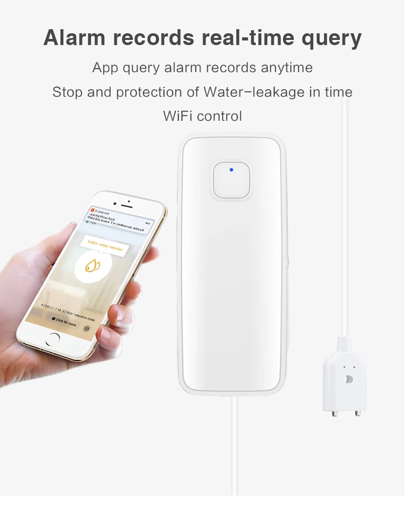 1M/3M/5M Water leakage sensor WIFI leak level Sound Alarm detector security Overflow protection Work with Tuya Smart Life App
