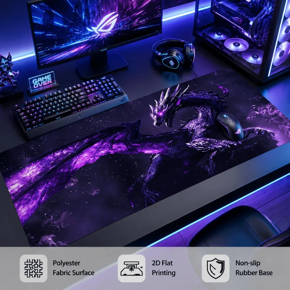 Original purple dragon print, simple and multi-functional style. Suitable for gamers and desktop users, also suitable for home
