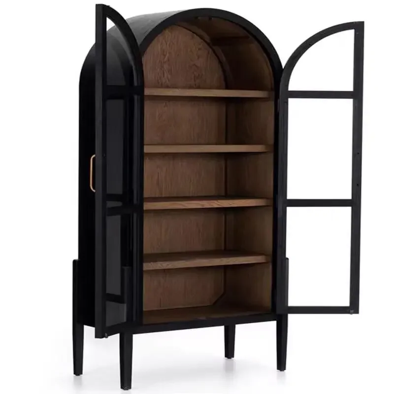 

X4 American French Nordic Arched Door Home Living Room Glass Bookcase Display Storage Cabinet