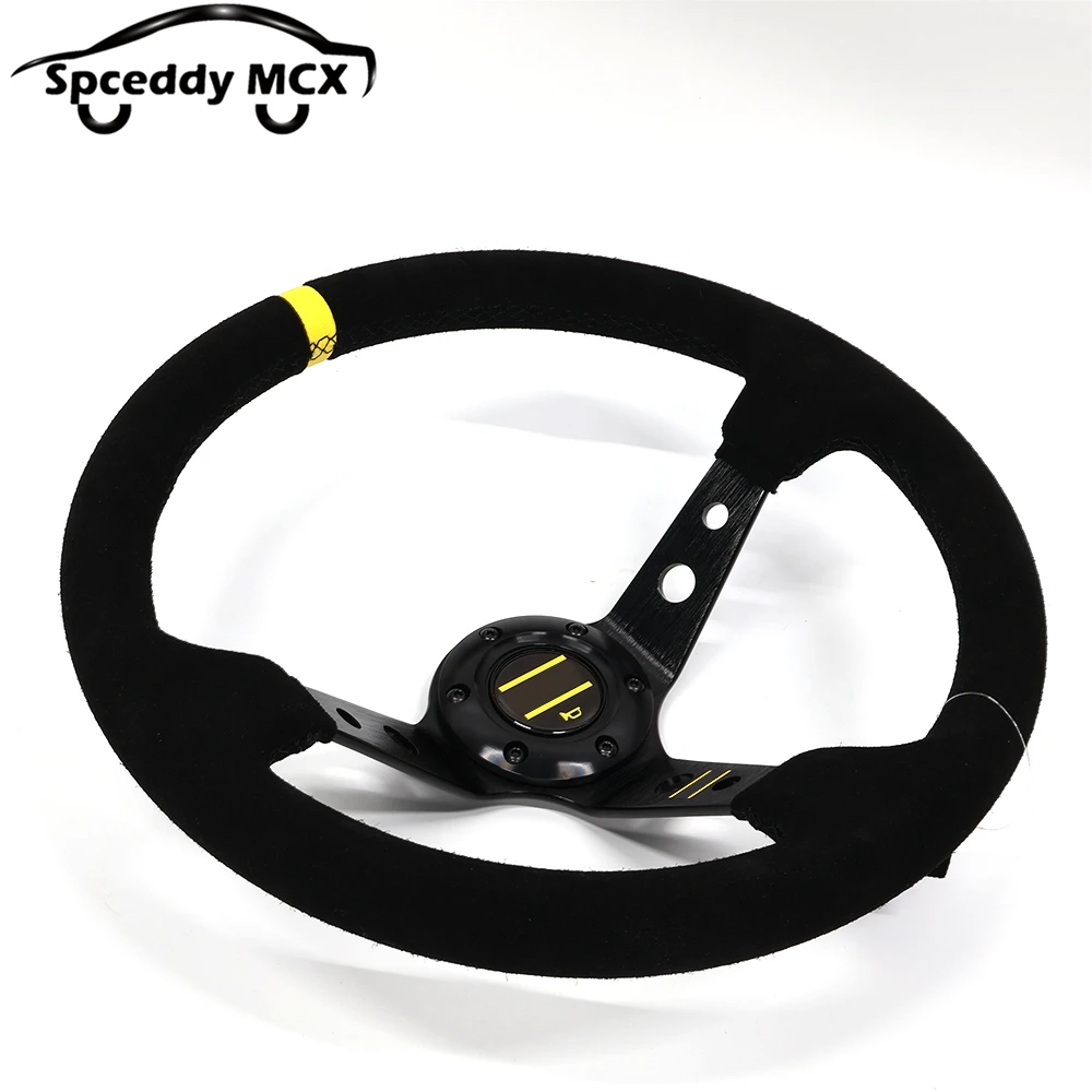 Universal Steering Wheel Suede Leather Deep Dish 14inch 350mm Car Modified Sport Drift Steering Wheel