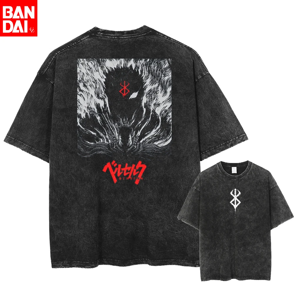 T-shirt Berserk vintage délavé |   T-shirt graphique rétro soleil rouge |   Vêtements de rue en coton surdimensionnés pour hommes |   T-shirts inspirés de l'anime Top 2026