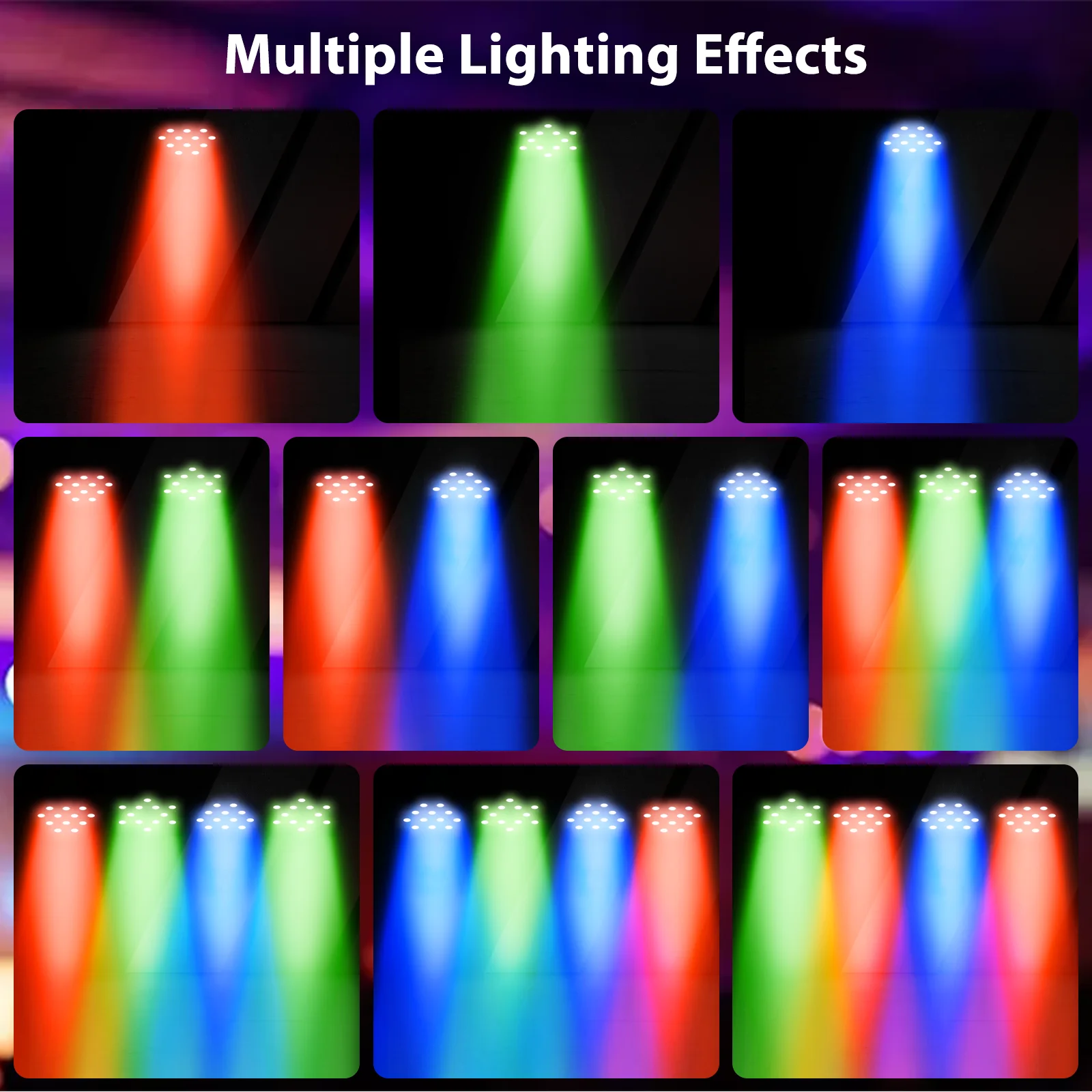 Somspot 8PCS 36LEDs Par Light DMX Stage Lighting Effect Voice Control DJ Disco Party Lights for Concert Wedding Theater Bar Club