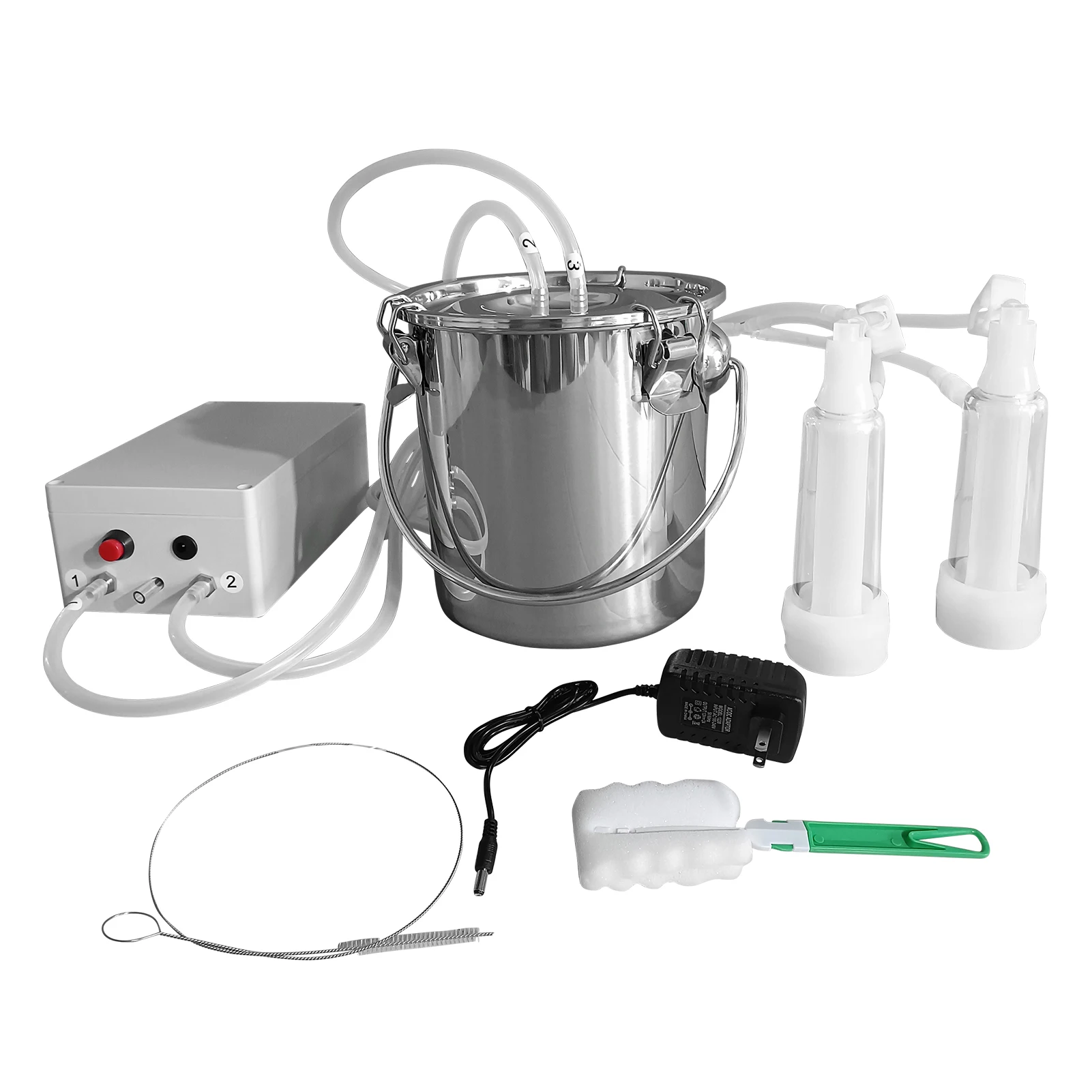 Portable Speed Adjustable Goat Milking Machine, 3L Electric Pulsation Vacuum Milker, Upgraded Milking Supplies Kit with Tube and Claw for Sheep, Homestead Dairy Goat Farming