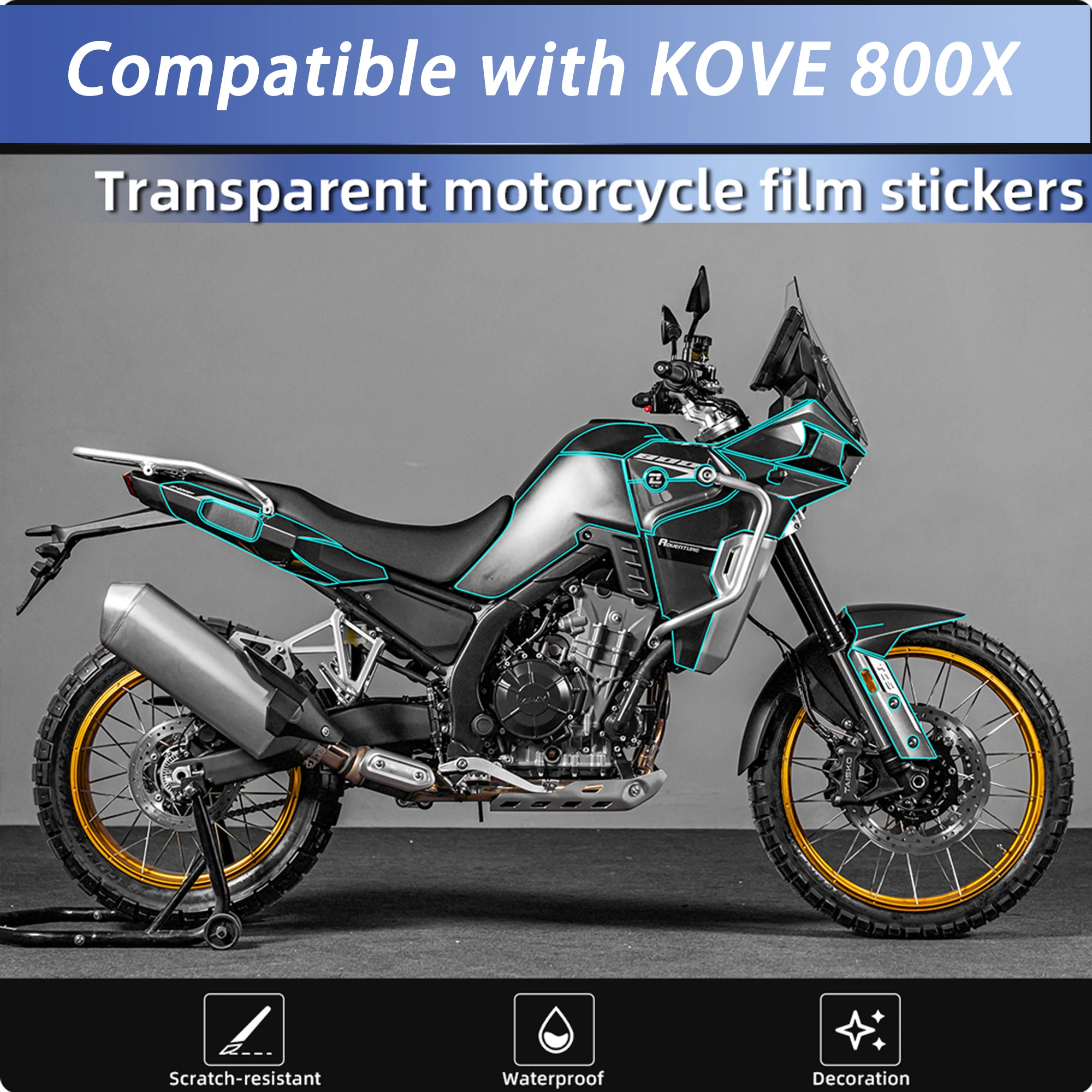 Motorcycle Clear Tank Protective Film Compatible with 2024 Kove 800X, Invisible Car Scratch Repair Body Protection Sticker
