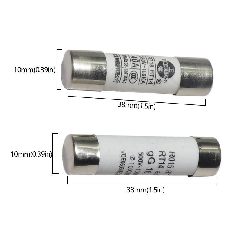 【5PCS】Fast blow Ceramic Fuse 10X38MM Fuse 380V/500V 1A 2A 3A 4A 5A 6A 8A 10A 16A 20A 25A 32A 40A 50A