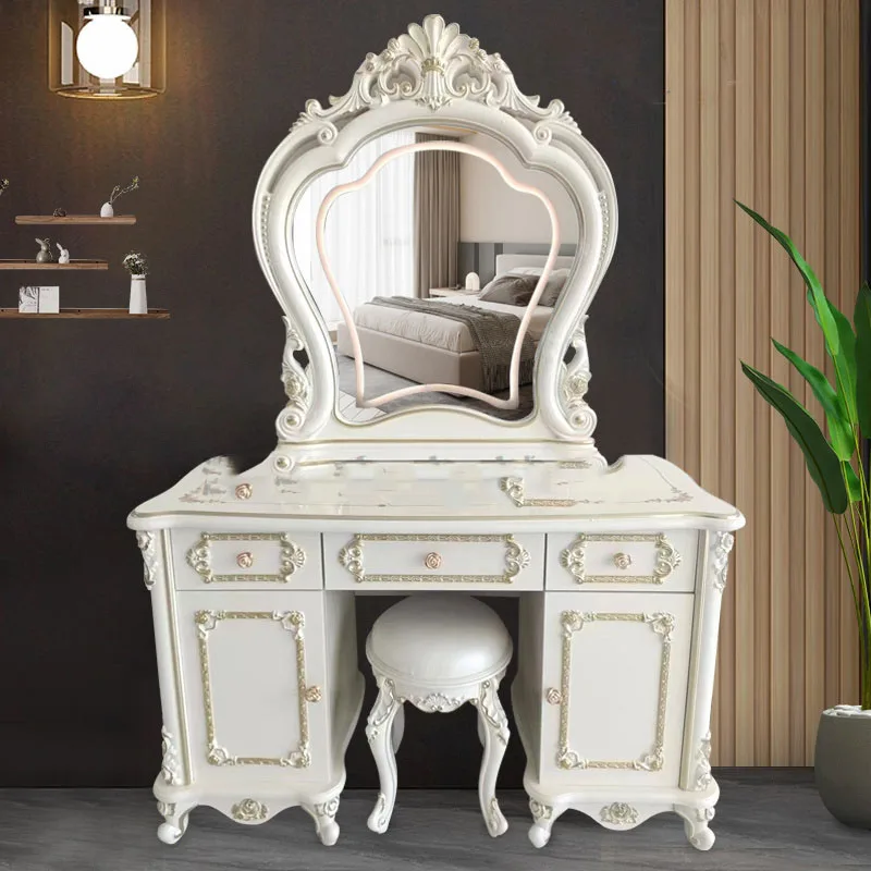 Elegante tavolo da toeletta di lusso salvaspazio, cassettiere estetiche premium vintage, mobili da soggiorno moderni per la camera da letto
