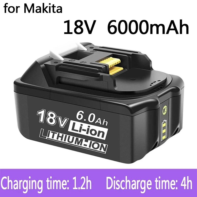 

100% Originele Voor Makita 18V 6000Mah Oplaadbare Power Tools Batterij Met Led Li-Ion Vervangende Lxt BL1860B BL1860 BL1850