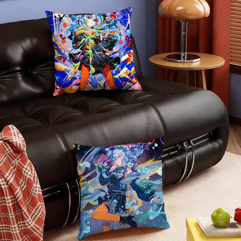 Singer H-Hoshimachi-Suisei Anime Pillow Case Sofa Living Room Bedroom Headboard Backrest Square Cushion Nap Time