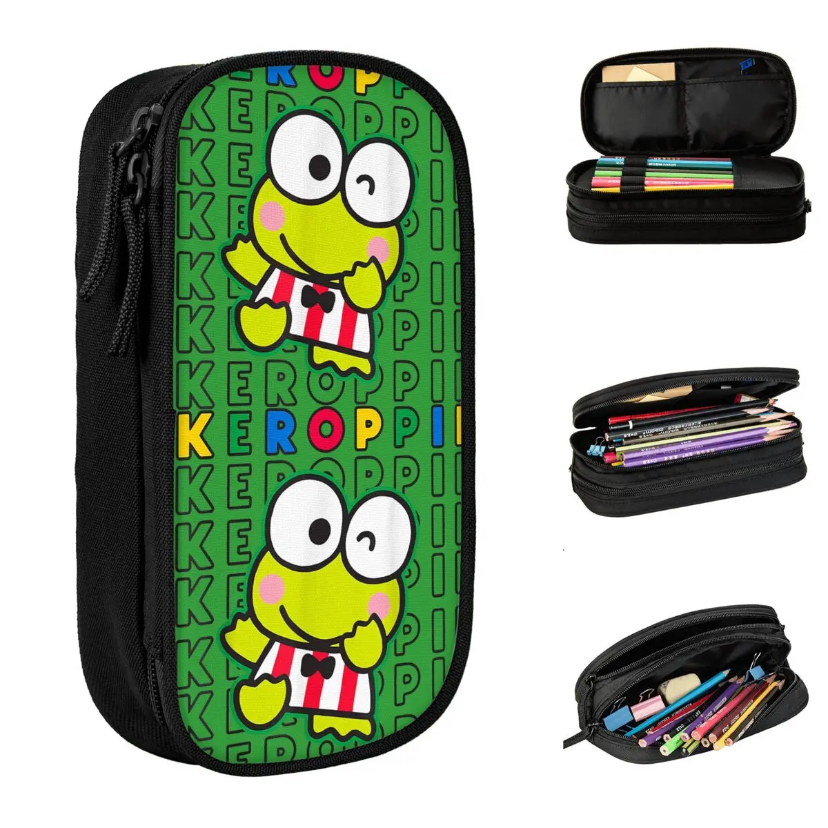 Keroppi Colorblock nome astuccio portapenne carino borsa studente grande astuccio cosmetico per ufficio