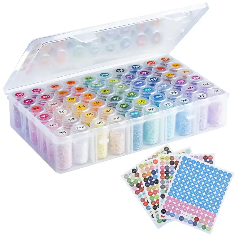 

60 Bottles Diamond Painting Accessories Container Case With Color Number Stickers Diamond Painting Tools Crystal Bead Storage