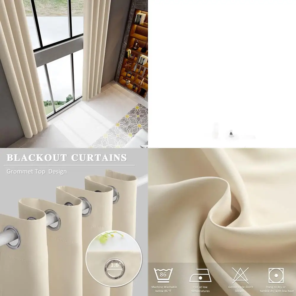 

Очень длинные шторы с люверсами (144 шт.) для гостиной, для высоких потолков (12 футов), 1 бежево-кремовая панель (50 дюймов шириной x 144 дюйма длиной)