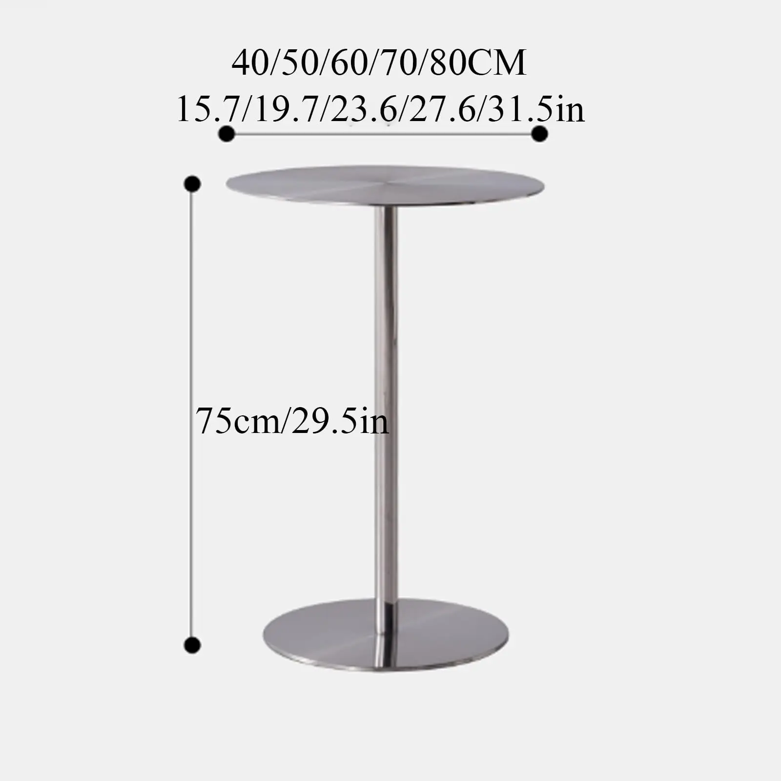 Round Dining Table/Stainless Steel Side Modern Round bar, high-top with Tabletop, Suitable for Restaurants, cafés, and