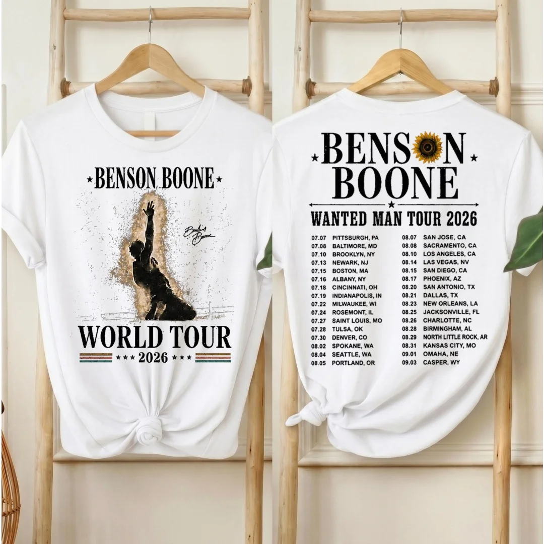 Benson Boone Wanted Man Tour 2026 Shirt Benson Boone Concert Tee World Tour T-shirt Summer cotton Men's T-Shirt Tee Y2k Woman ﻿