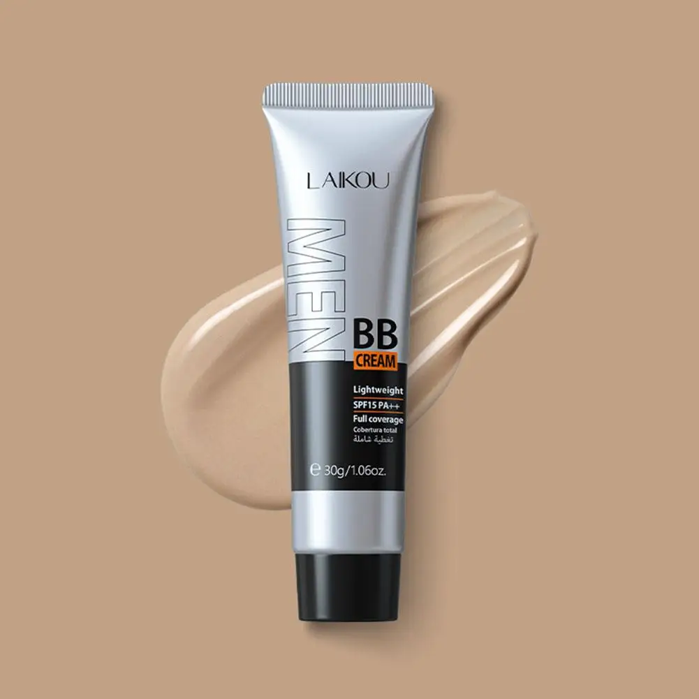 Crema BB para hombres, corrector Facial de cobertura completa, base de maquillaje de larga duración, resistente al agua, base líquida BB 30g B6A9