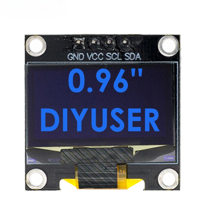 DIYUSER 0.96 Inch OLED SSD1306 White/Blue/Yellow 128X64 IIC I2C Serial Display Module 12864 LCD Screen Board For Arduino