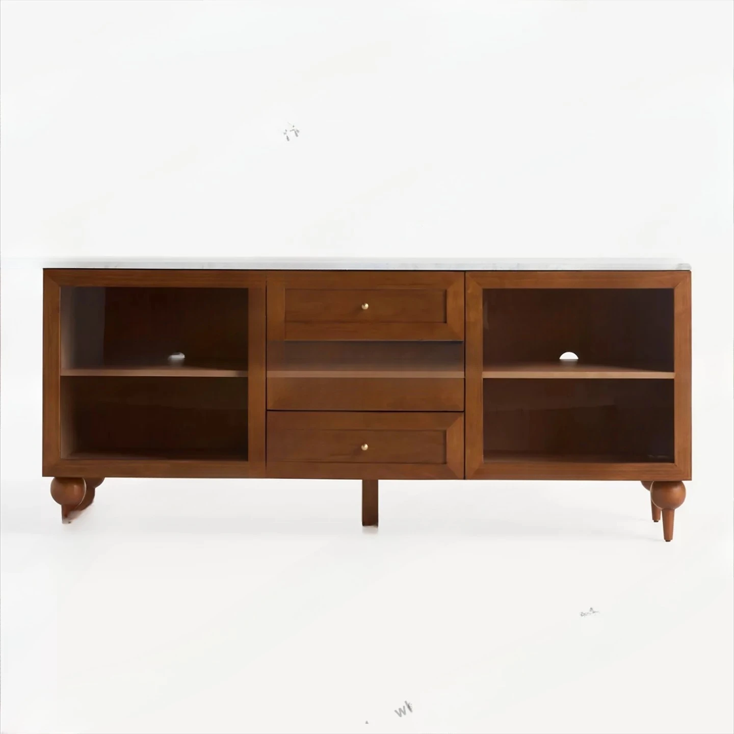 rural solid wood dining side cabinet  retro simple marble countertop locker