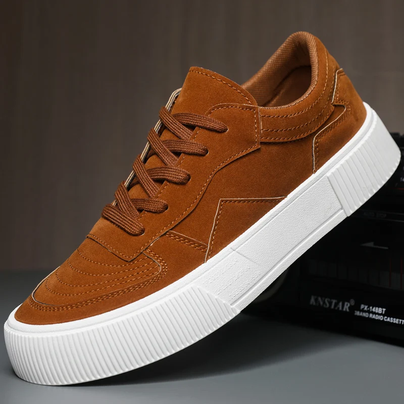 

HKDQ New Mens Casual Shoes Vintage Thick Sole Sneakers Anti Slip Comfortable Walking Shoes Spring Autumn Suede Shoes for Male
